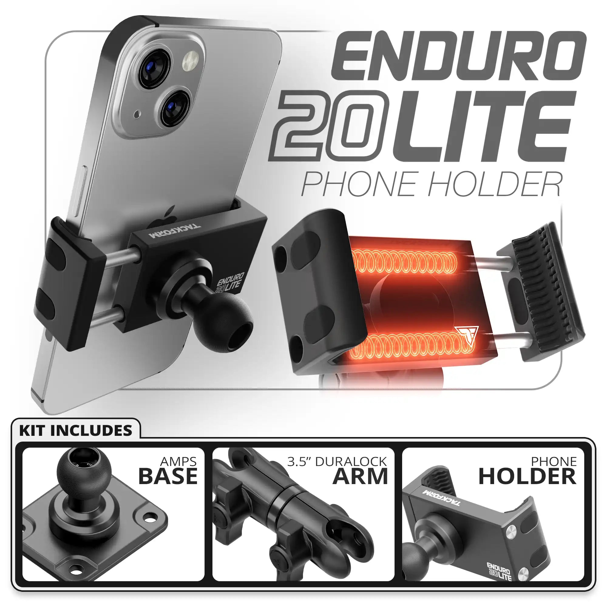 20LITE Phone Holder | TRAXX™ - Fast AMPS Base | 3.5" DuraLock Arm