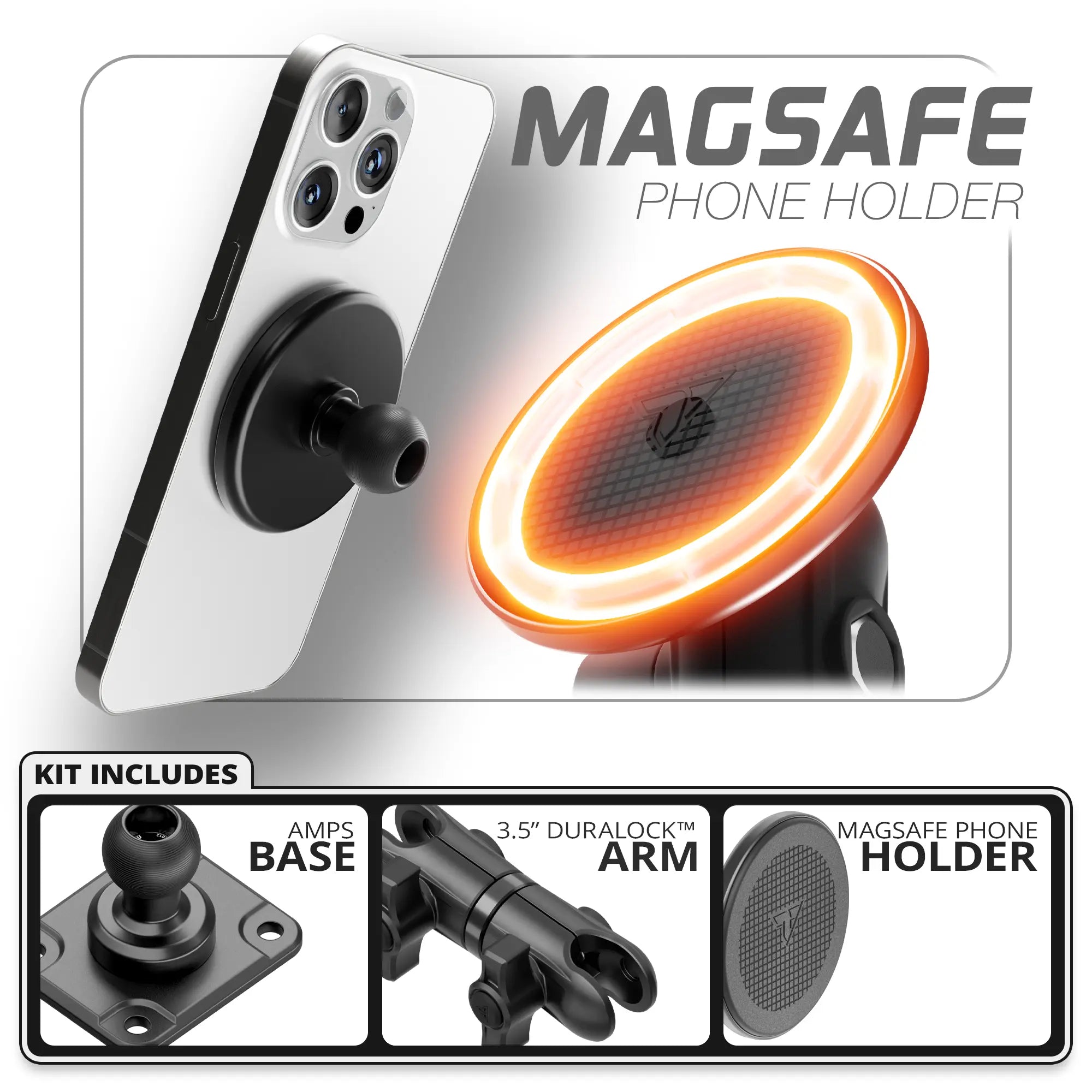 MagSafe Phone Holder | TRAXX™ - Fast AMPS Base | 3.5" DuraLock Arm