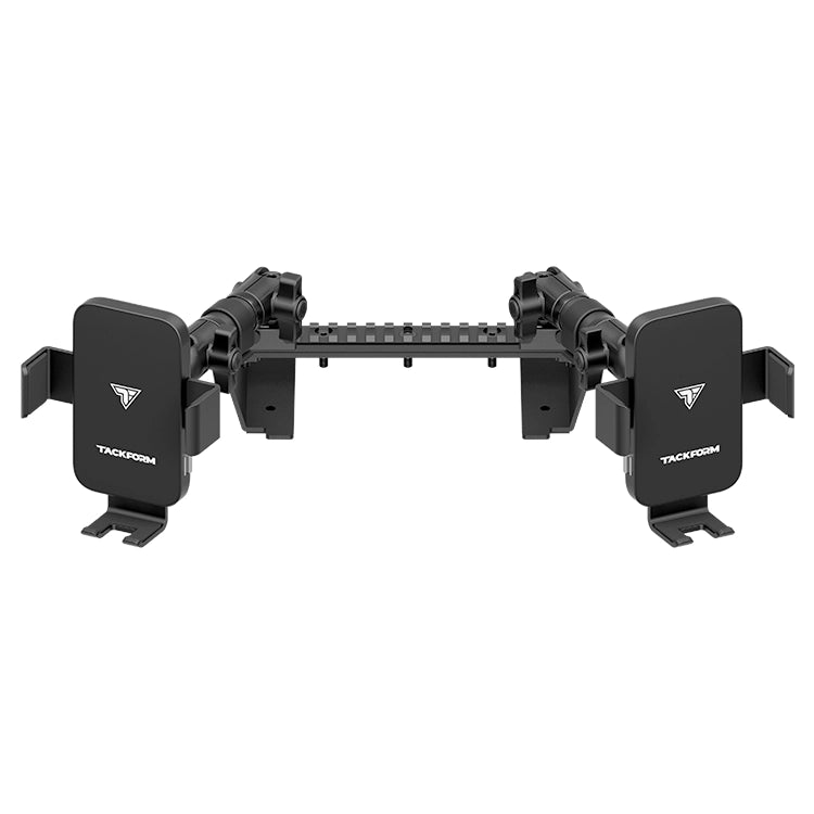 Assault Track Picatinny Dash Bracket With Dual Wireless Charging Phone Mounts | 2015-2020 Ford F150 & Raptor, 2017-2021 F250 though F550, and 2018-2021 Expedition