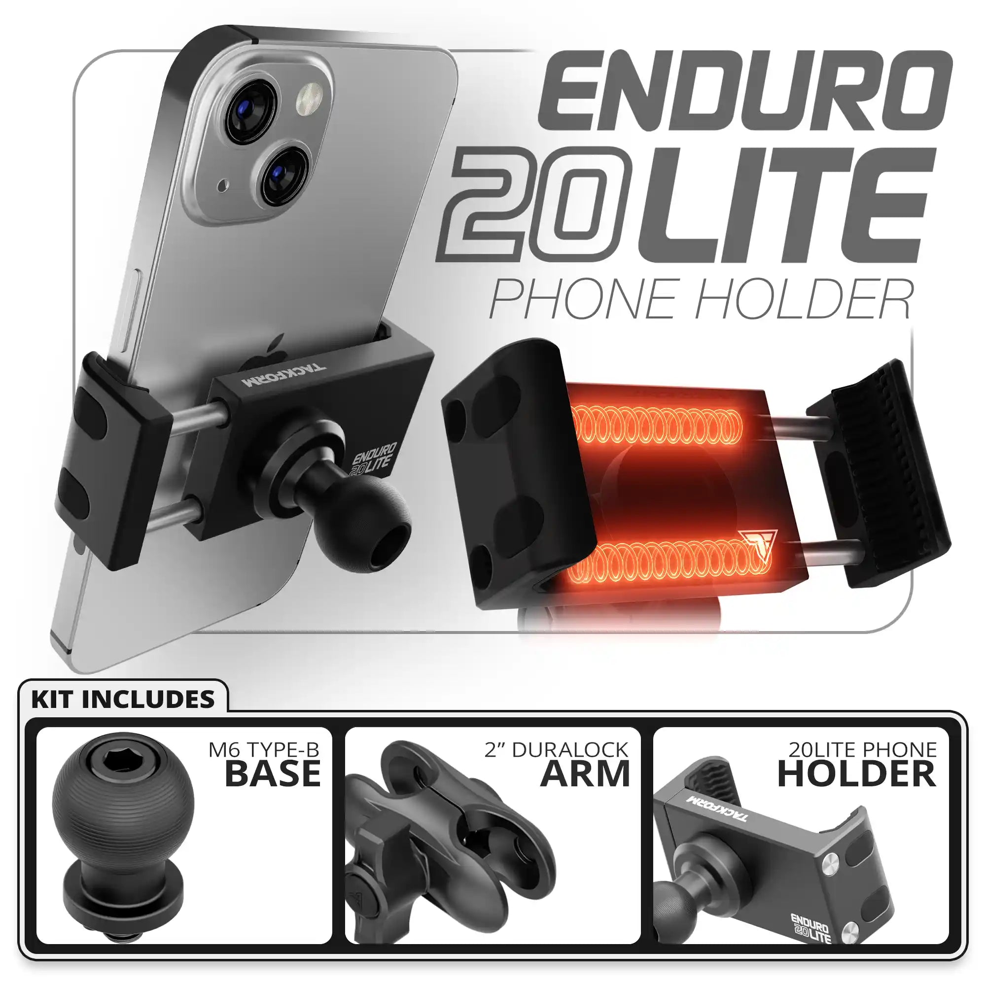20LITE Phone Holder | 20mm Type-B Base | 2" DuraLock Arm