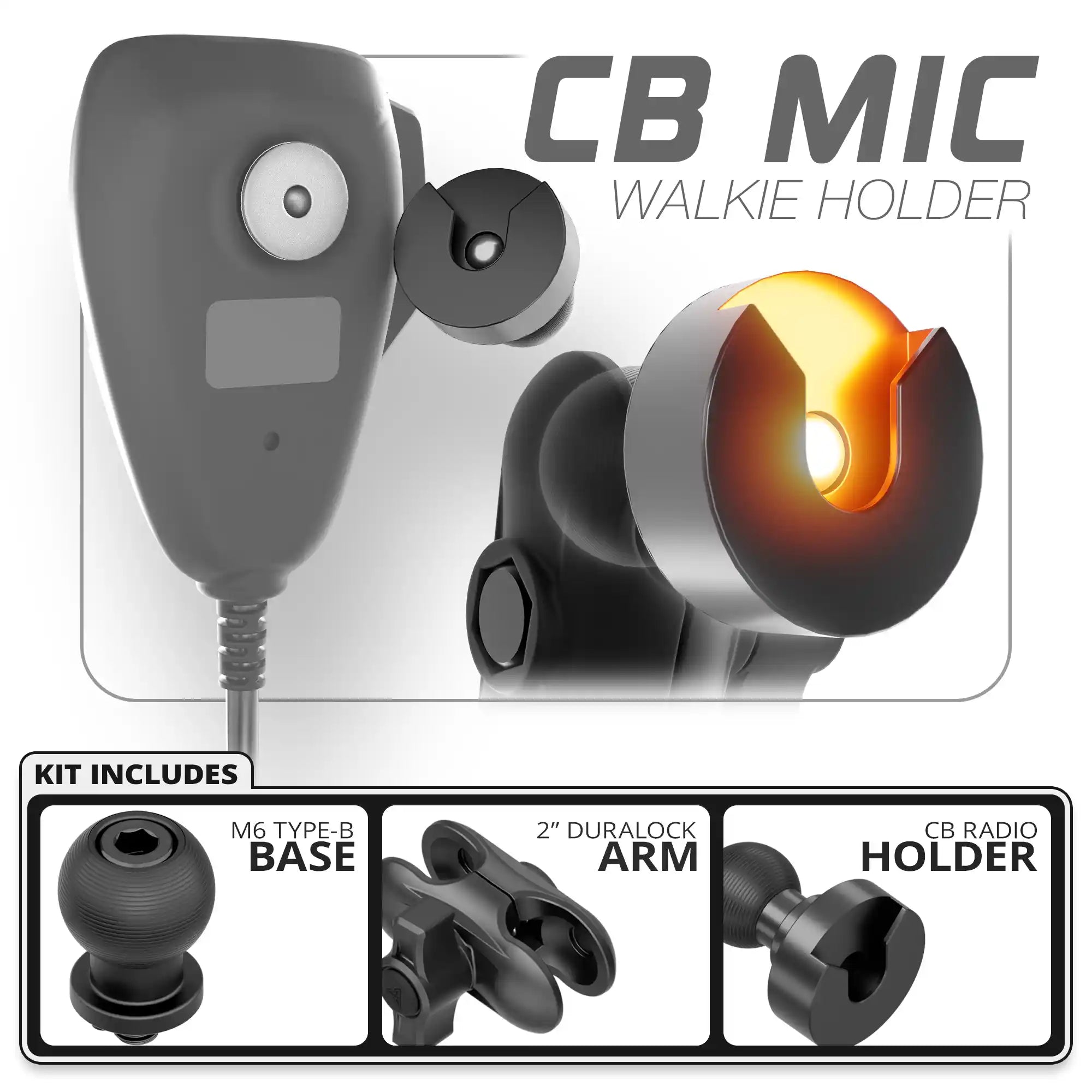 CB Radio Holder | 20mm Type-B Base | 2" DuraLock Arm