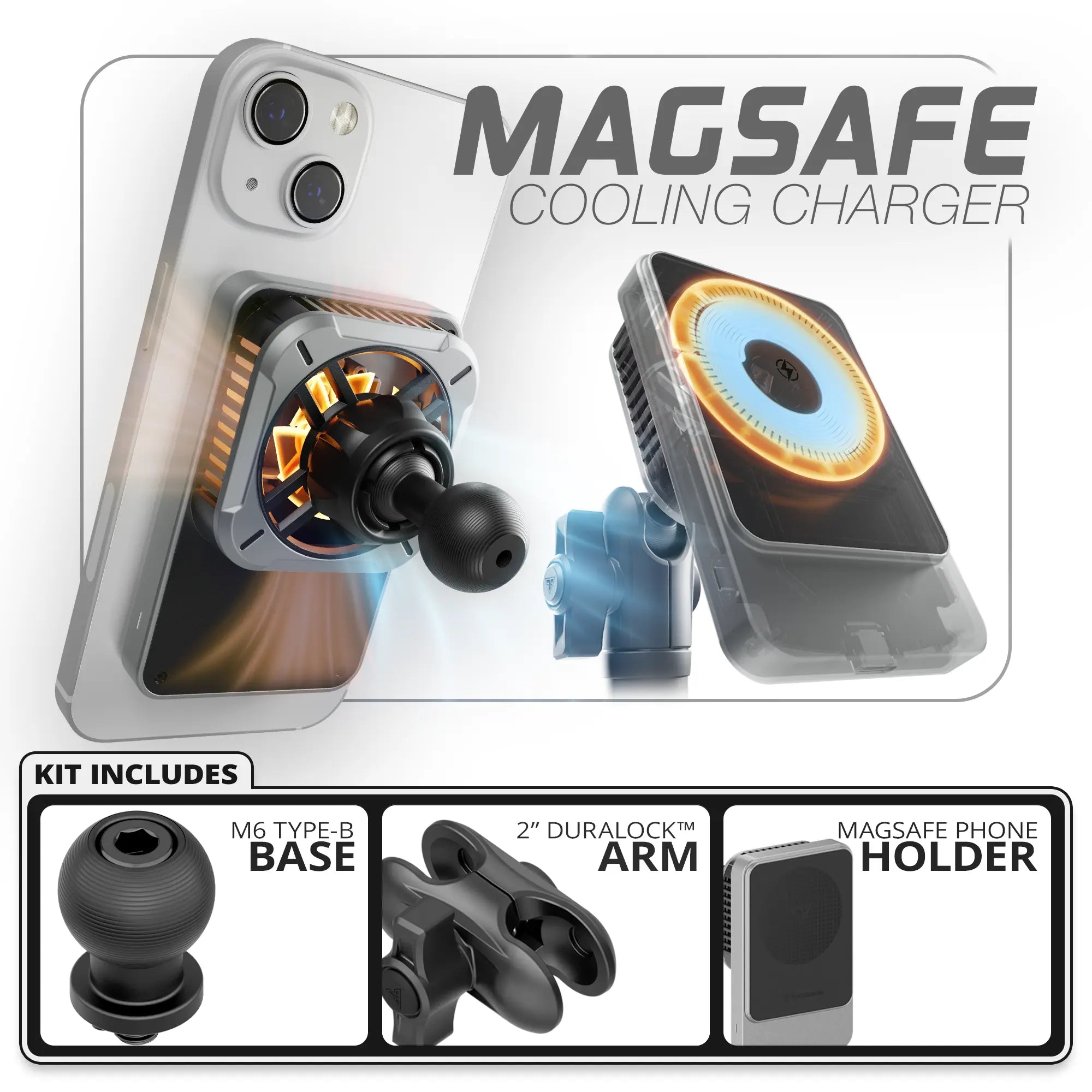 MagSafe Wireless Charging Phone Holder | 20mm Type-B Base | 2" DuraLock Arm