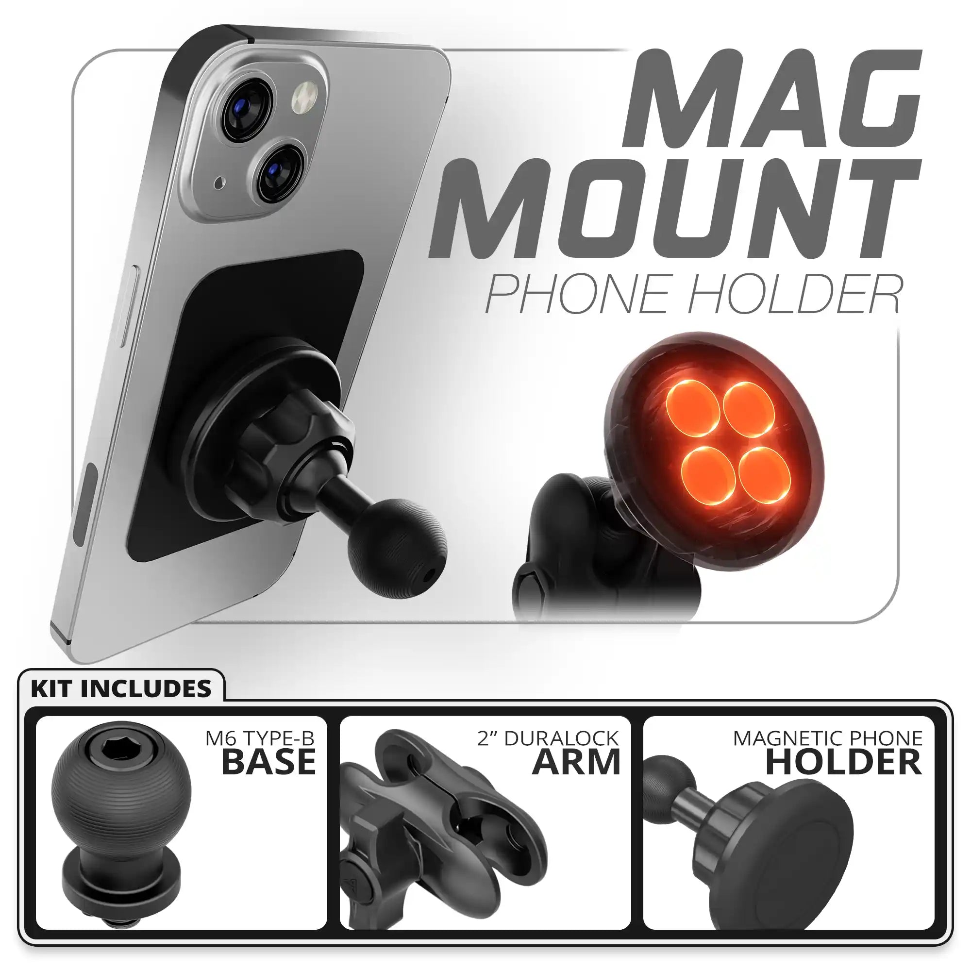 Magnetic Phone Holder | 20mm Type-B Base | 2" DuraLock Arm