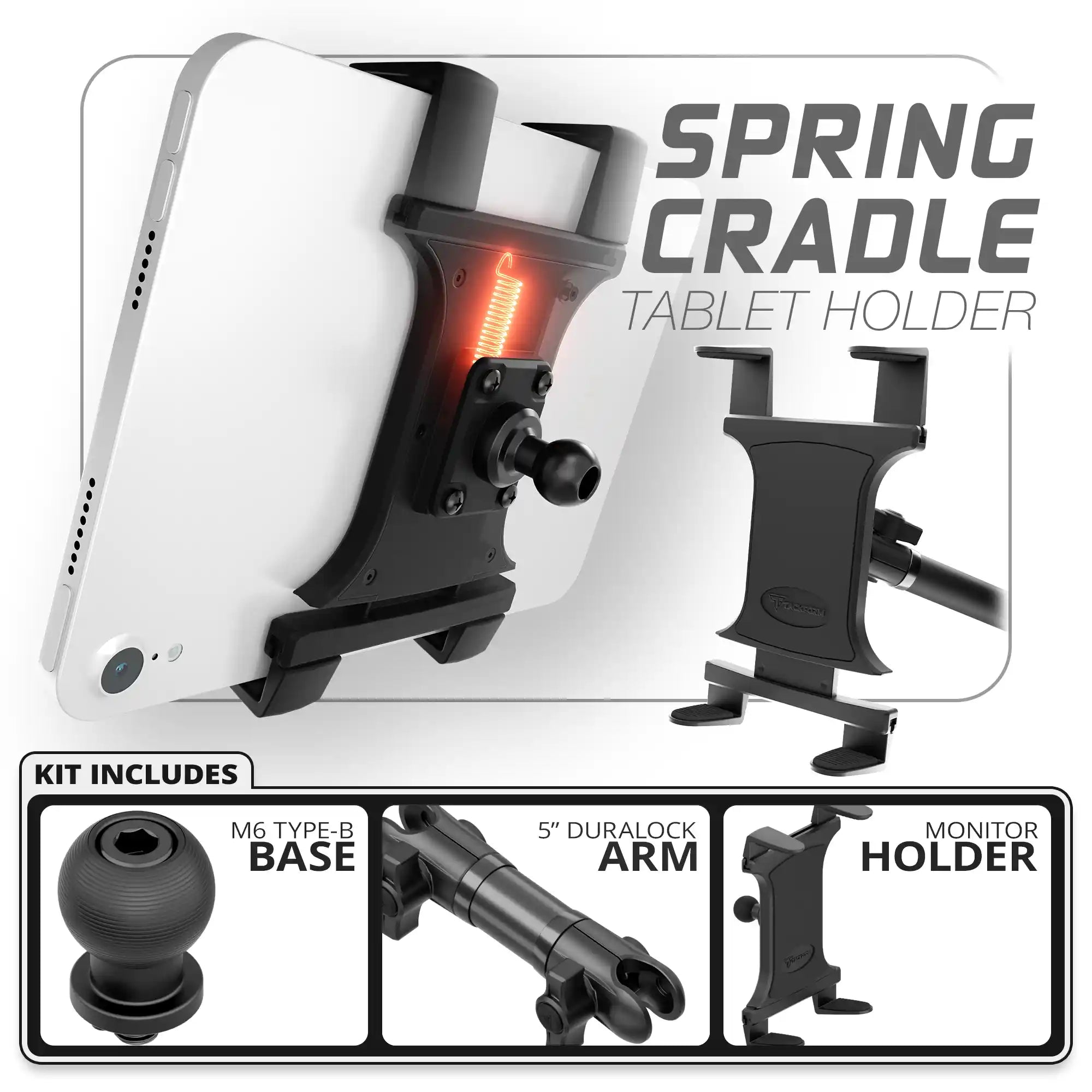 Tablet Spring Cradle | 20mm Type-B Base | 5" DuraLock Arm