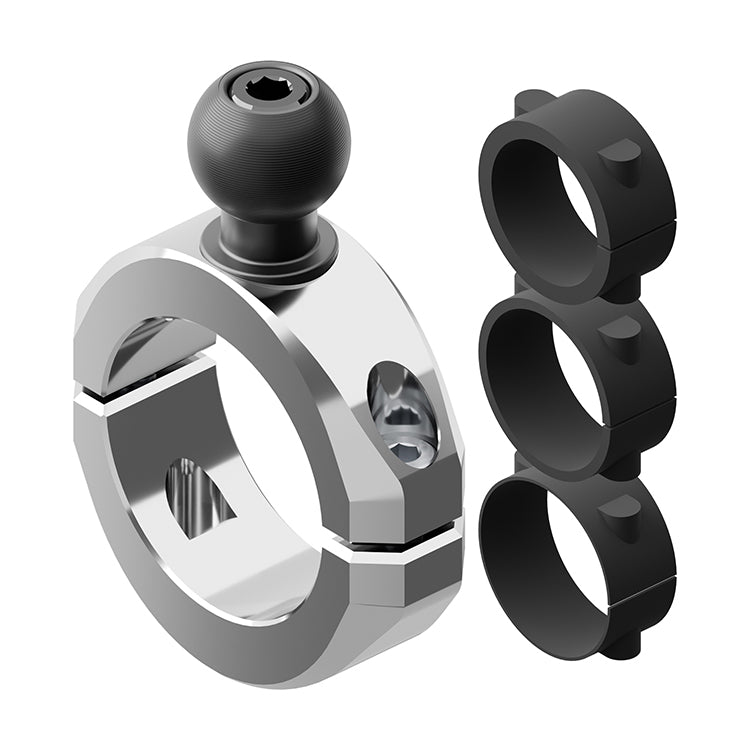 BC3 Universal Clamp for 1-1/4" to 1-1/2" Bars | Chrome | Combo 20mm Ball and Dovetail | Bushings Included