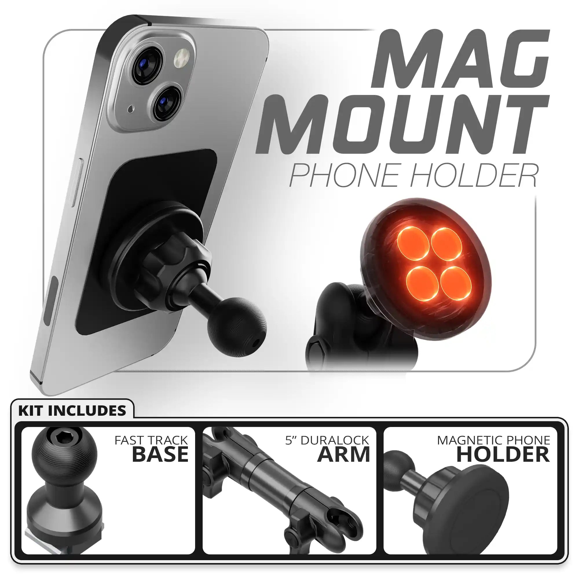 Magnetic Phone Holder | Fast Track Base | 5" DuraLock Arm