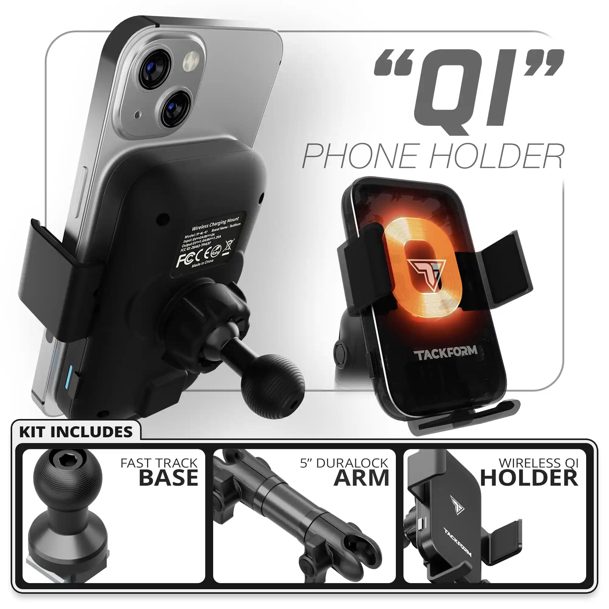 Wireless Charging Phone Holder | Fast Track Base | 5" DuraLock Arm