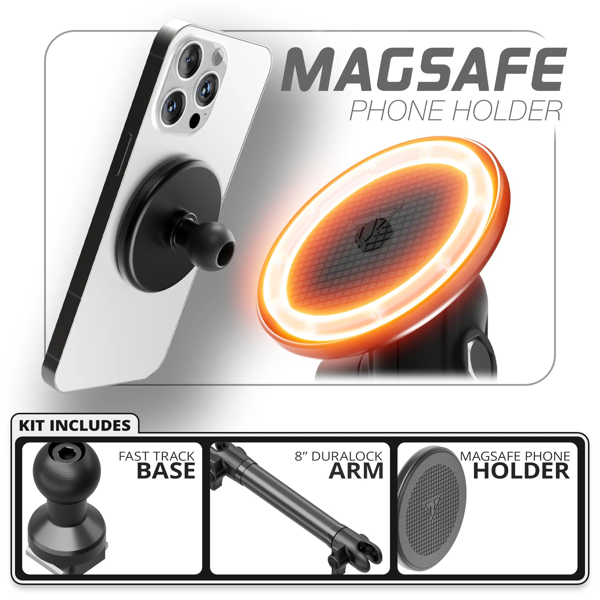 MagSafe Phone Holder | TRAXX™ - Fast Track Base | 8" DuraLock™  Arm