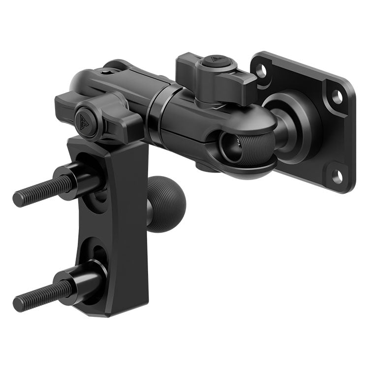 Black Motorcycle AMPS Mount | Dual 20mm Ball - Perch / Brake / Clutch Reservoir Mount | 3.5" DuraLock™ Arm