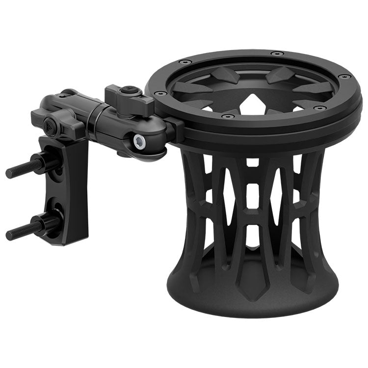 Black Motorcycle Drink Holder | Perch / Brake / Clutch Reservoir Mount | 3.5" DuraLock™ Arm