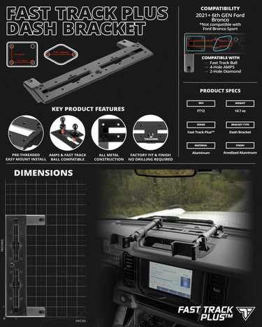 Fast Track Plus™ Dashboard Device Mount | 2021-2024 Ford Bronco & Bron ...