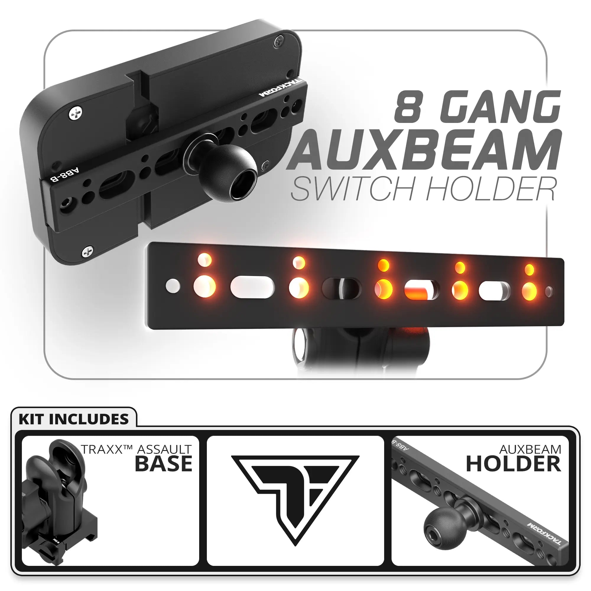 8 Gang Auxbeam Holder | TRAXX™ - Assault Track Base with 20mm Socket