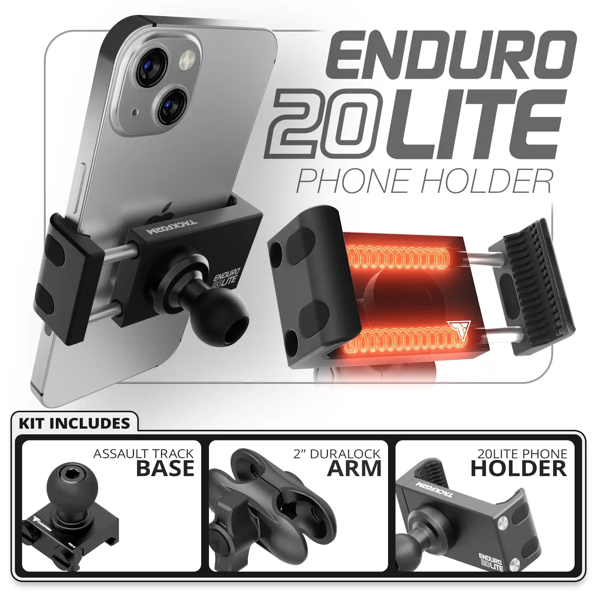 20LITE Phone Holder | TRAXX™ - Assault Track Base | 2" DuraLock Arm