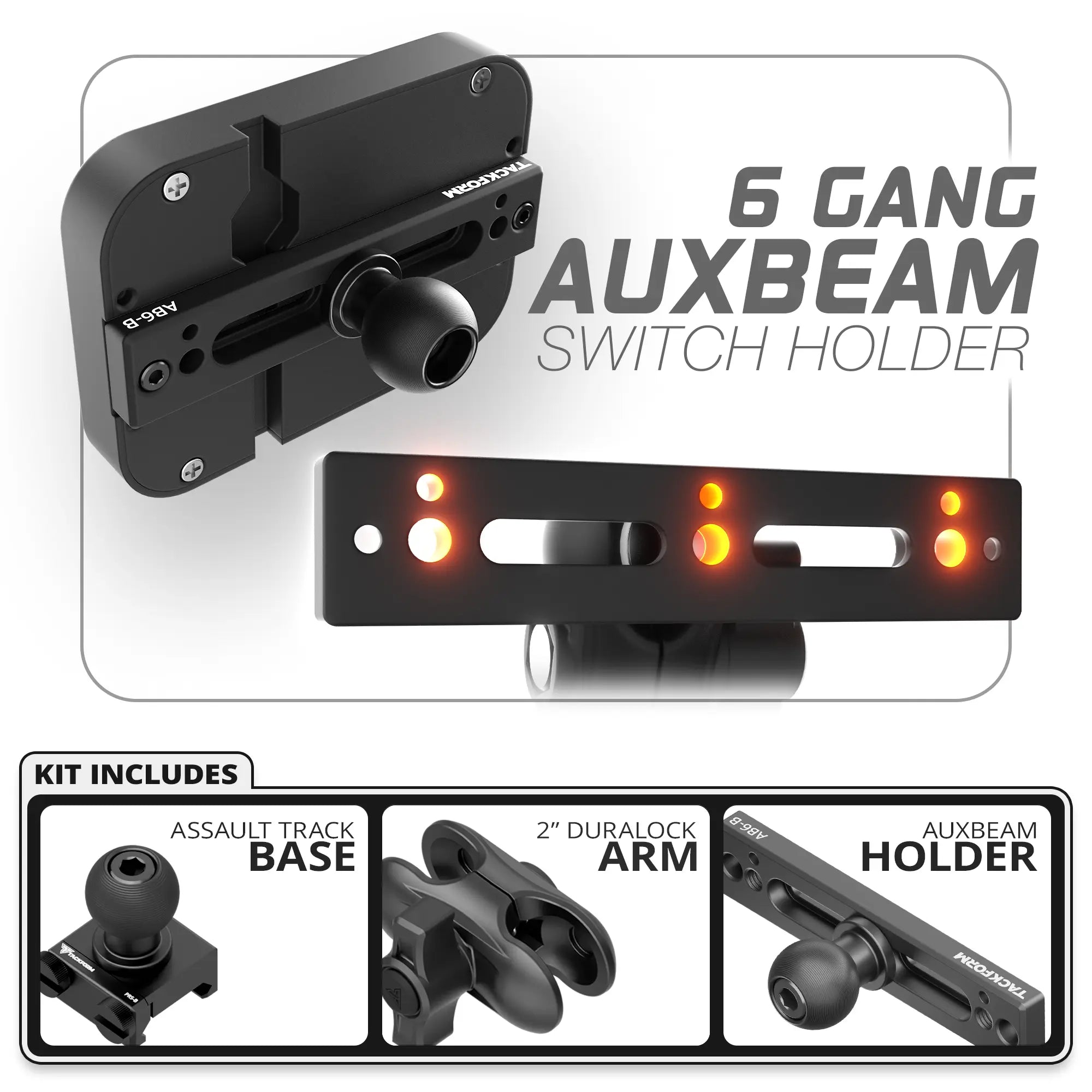 6 Gang Auxbeam Holder | Assault Track Base | 2" DuraLock Arm