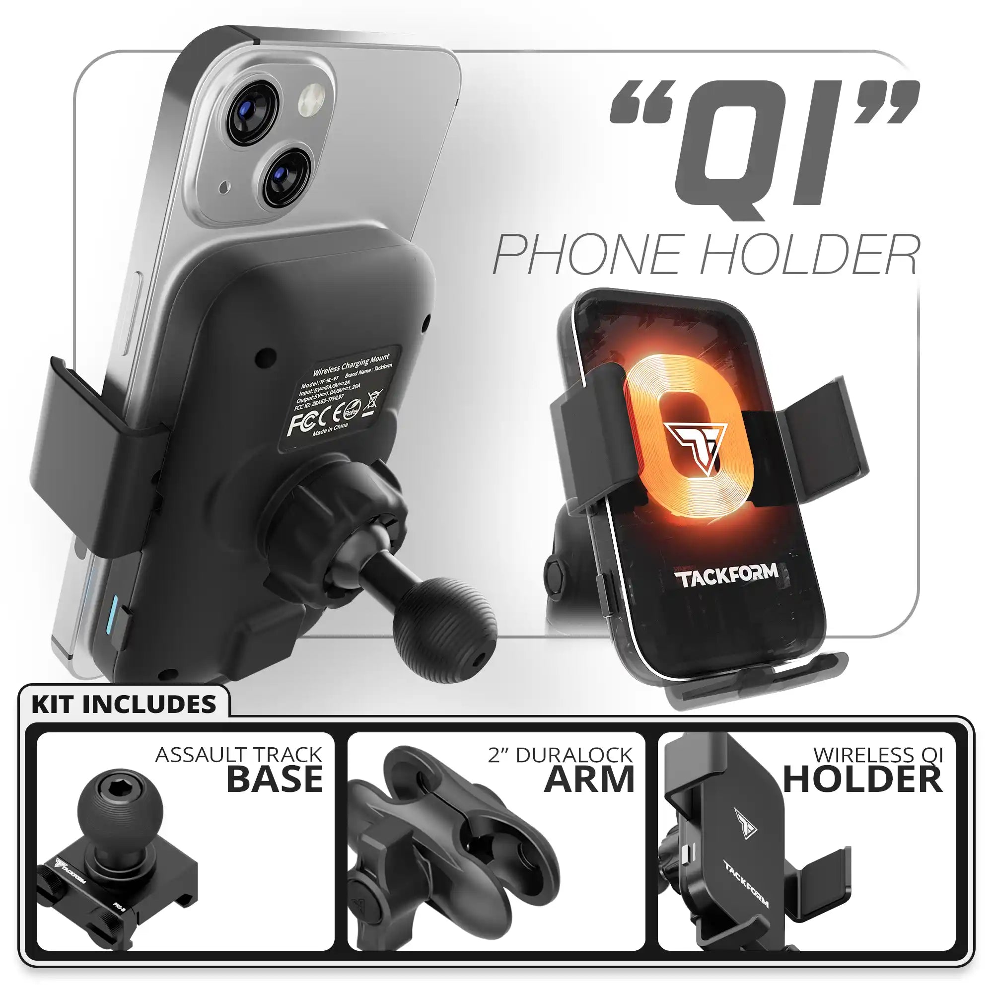 Wireless Charging Phone Holder | Assault Track Base | 2" DuraLock Arm