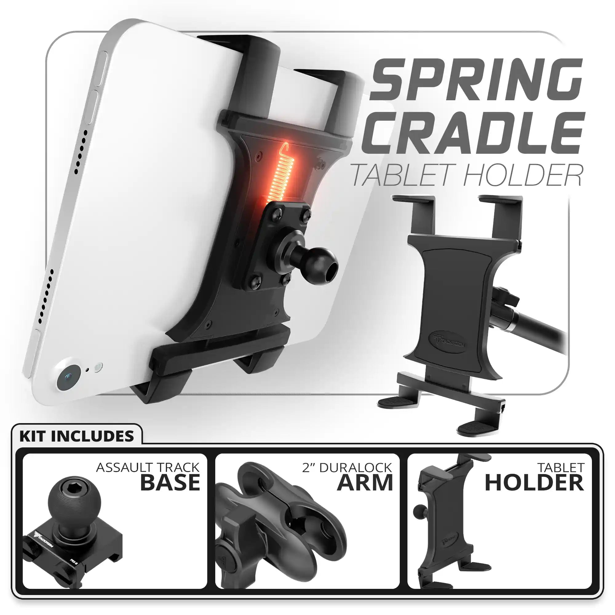 Tablet Spring Cradle | Assault Track Base | 2" DuraLock Arm