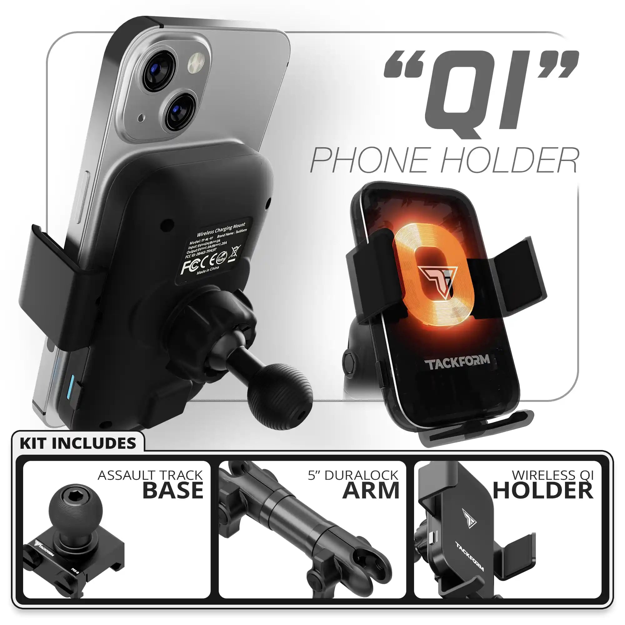 Wireless Charging Phone Holder | Assault Track Base | 5" DuraLock Arm