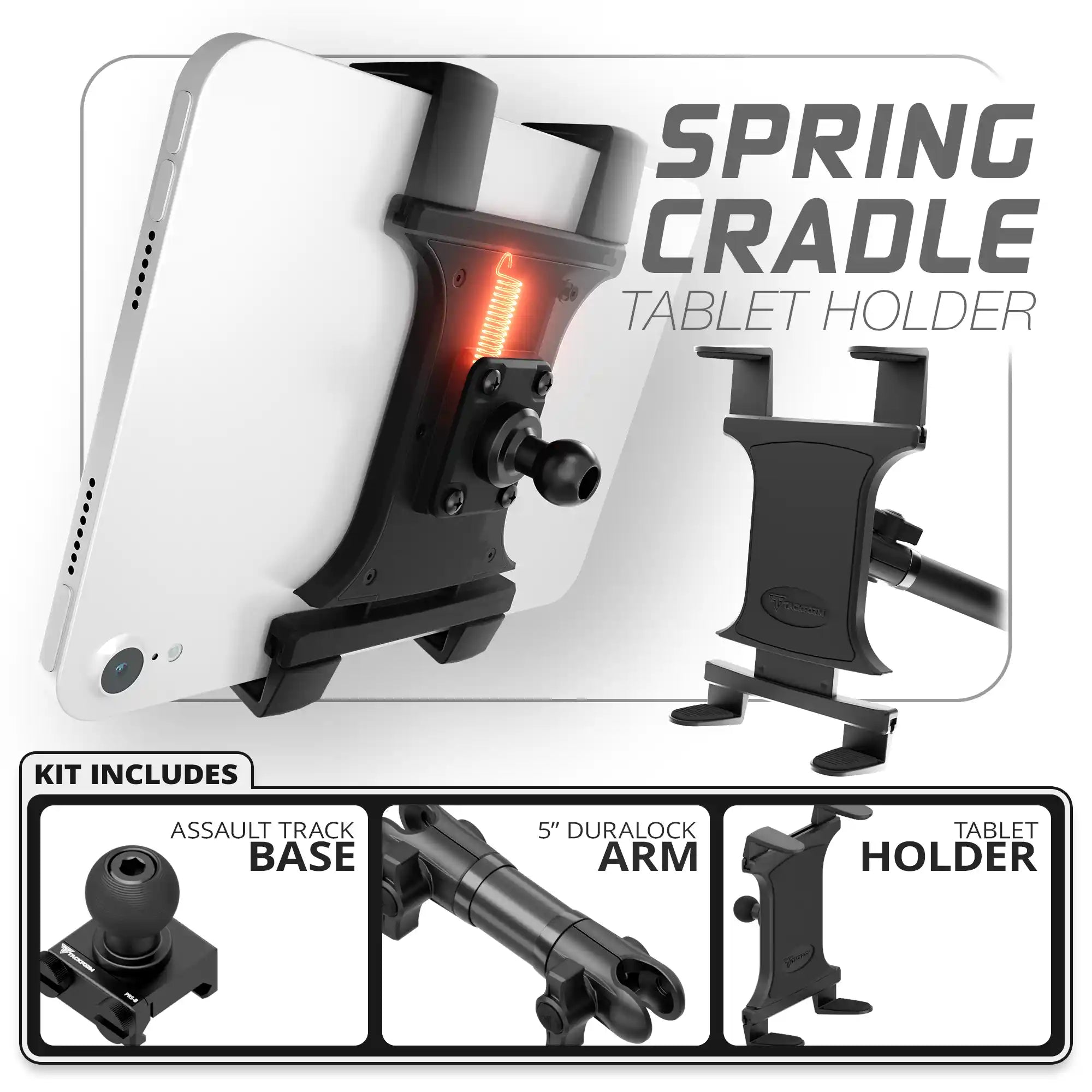 Tablet Spring Cradle | Assault Track Base | 5" DuraLock Arm