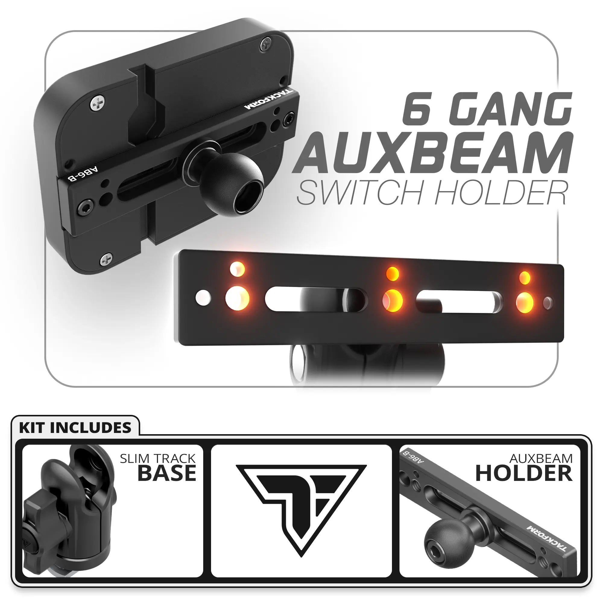 6 Gang Auxbeam Holder | Slim Track Base with 20mm Socket