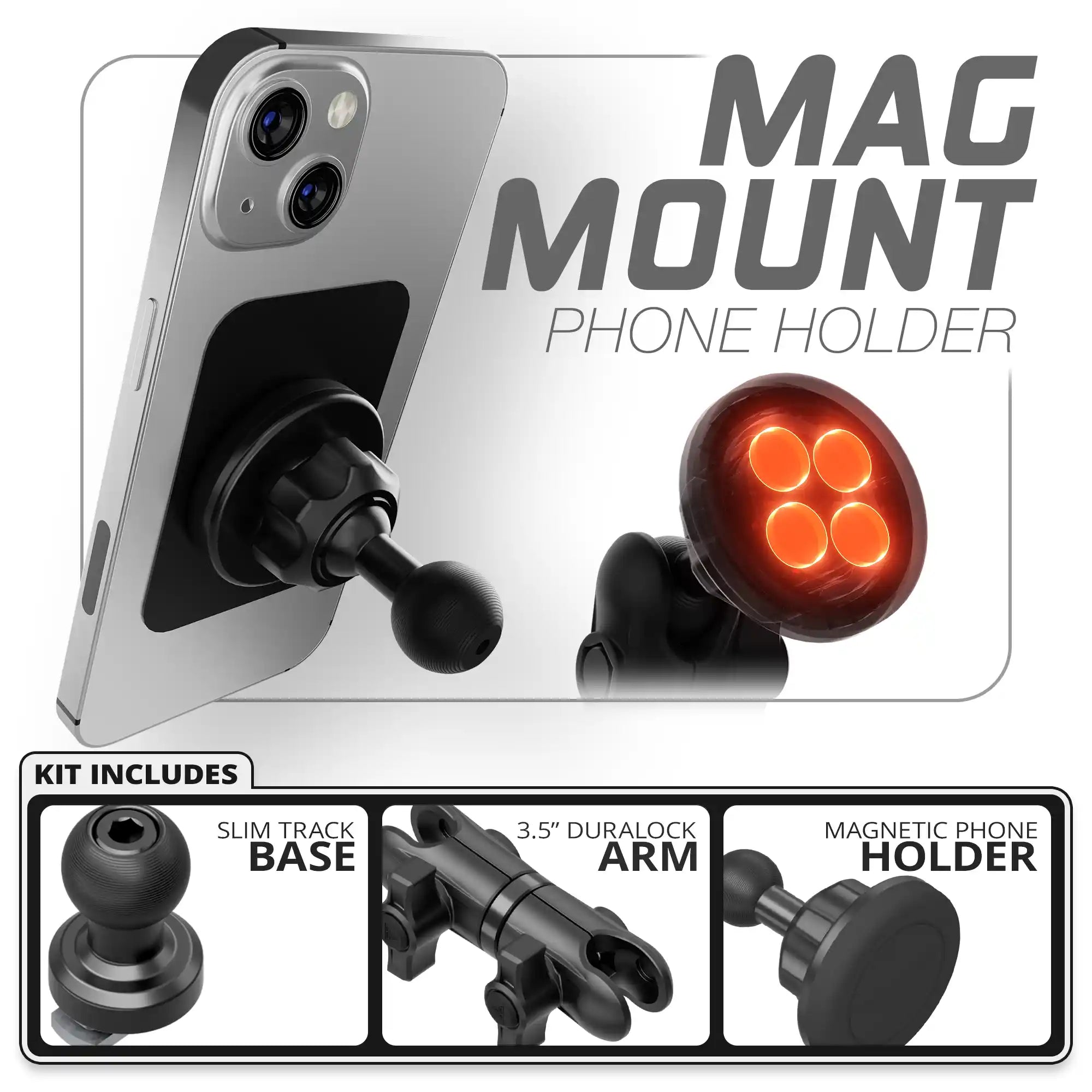 Magnetic Phone Holder | Slim Track Base | 3.5" DuraLock Arm