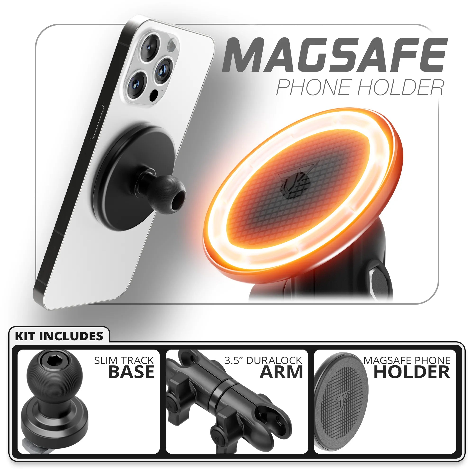 MagSafe Phone Holder | TRAXX™ - Slim Track Base | 3.5" DuraLock Arm