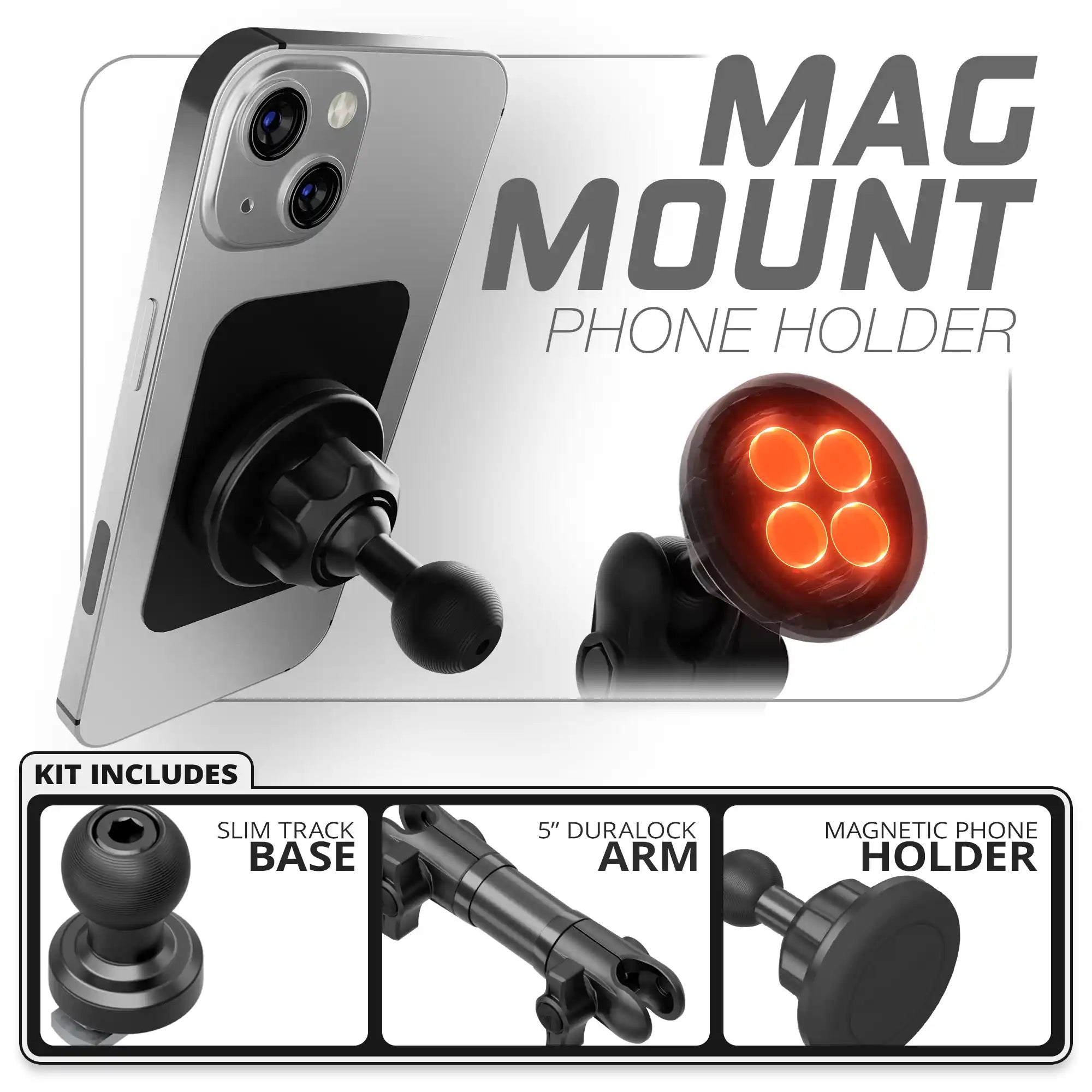 Magnetic Phone Holder | Slim Track Base | 5" DuraLock Arm