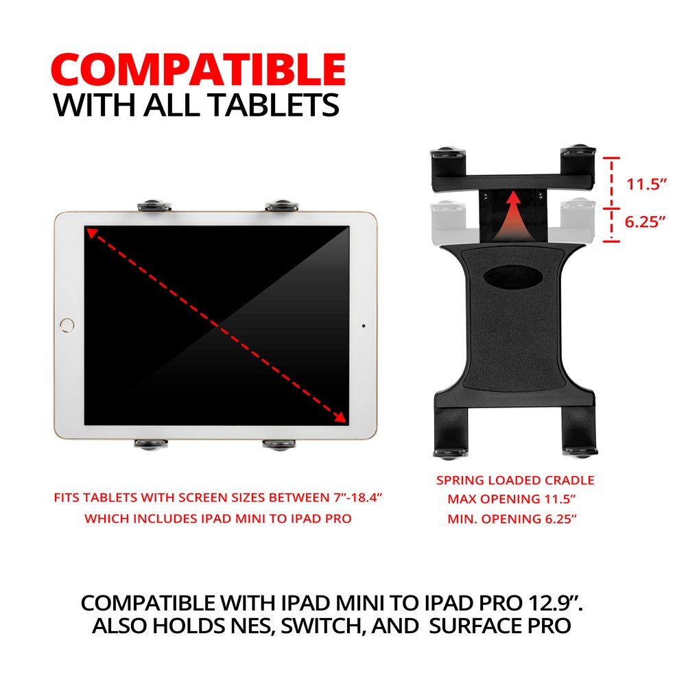 Tablet Holder for Desk or Microphone Stand | 7 Modular Arm | Enduro Series | iPad Compatible